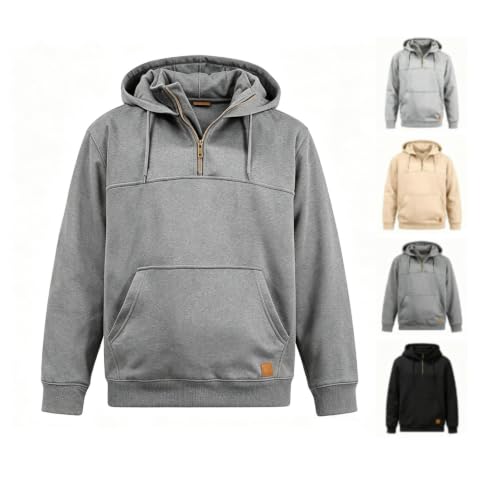 GOSEAGOTOFUN Mens Quarter Zip Pullover Cozy Fleece Hoodies Oversized Long Sleeve Hooded Sweatshirts Fashion Casual Pullover Dark Gray Small - image 1