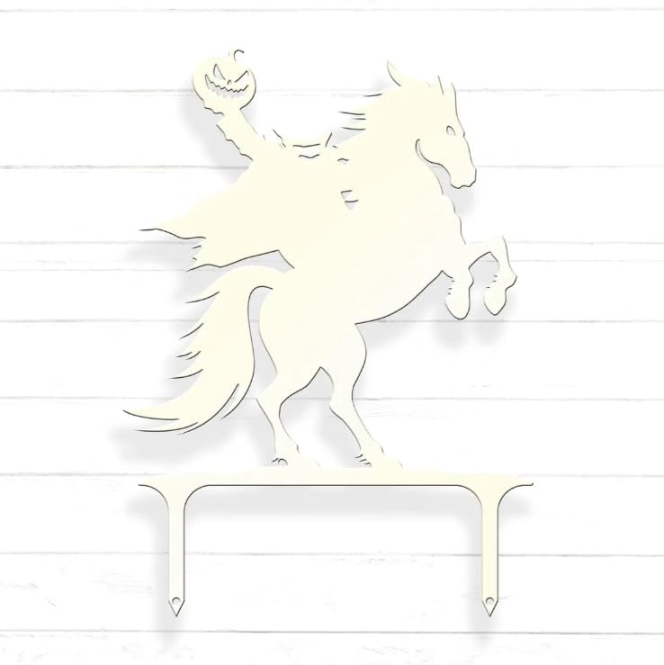 Headless Horseman Metal Yard Stake – Halloween Outdoor Decoration, Weather-Resistant Steel Yard Art for Lawn & Garden, Haunted Fall Décor for Porch, Pathway & Front Yard Display (Black, 8" x 12")