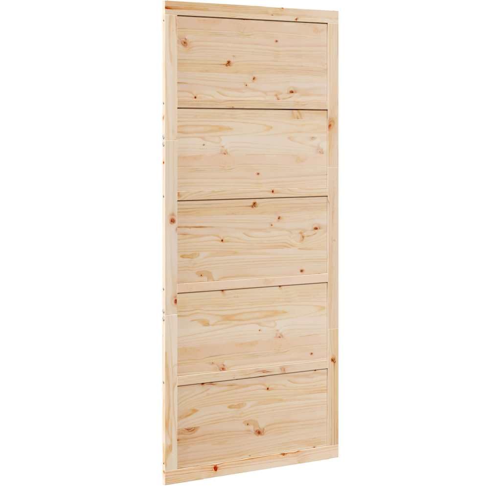 vidaXL Porte de Grange Naturel 80 x 2,5 x 208 cm Bois de pin Massif, Porte coulissante Moderne en pin Super Fonctionnelle, Parfaite comme entrée ou comme séparateur de pièce