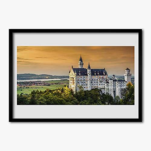 Paysage de montagne du palais affiche encadrée salon et chambre