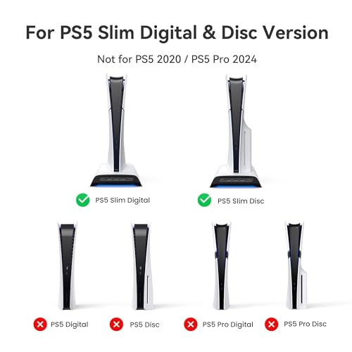 KIWI design D3 Soporte de Refrigeración y Estación de Carga para PS5 Slim con Controlador RGB, Cargador de Controladores PS5, Accesorios PS5 Slim con Ventilador de Refrigeración de 2 Niveles - imagen 2