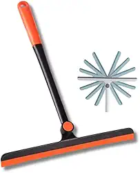 Rodo Multiuso para Vidros, Box, Janelas e Pia com Rotação 360° - Ideal para Limpeza de Carros, Mesas e Espelhos - Praticidade e Eficiência em Cada Uso, Preto