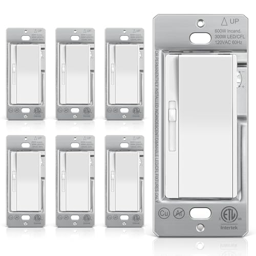 BESTTEN 6 Pack Super Slim Slide Dimmer Light Switch, Single Pole or 3 Way Dimmer Switches,