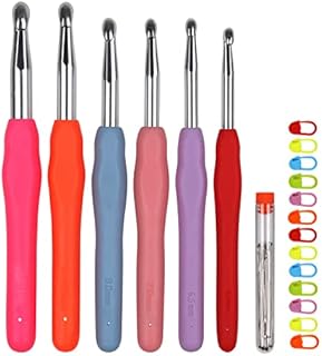 Coopay Big Crochet Hooks Set, Solid Hooks Large Sizes 6.0mm 6.5mm 7.0mm 8.0mm 9.0mm 10mm, Crochet Hooks Sets with Soft Grip, Chunky Metal Crochet Hook with Ergonomic Handle for Arthritic Hands