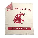 Logo Brands NCAA Washington State Cougars Prime Luxe Dreams Blanket -Ultra-Soft Prime Luxe Dreams Fleece – 60” x 70” – Team Color Logo – Cozy Plush Blanket for Tailgating, Couch, or Game Day