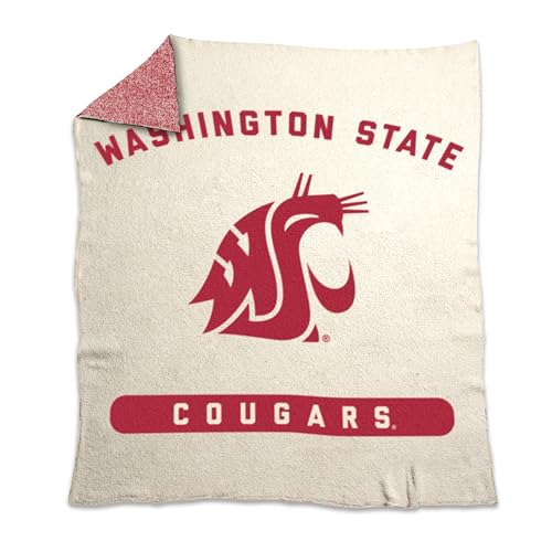 Logo Brands NCAA Washington State Cougars Prime Luxe Dreams Blanket -Ultra-Soft Prime Luxe Dreams Fleece – 60” x 70” – Team Color Logo – Cozy Plush Blanket for Tailgating, Couch, or Game Day