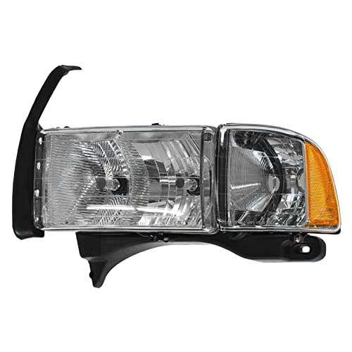 Image of TRQ Driver and Passenger Side Headlight Assembly Set Compatible with 99-01 Dodge Ram 1500 Truck Sport Package 99-02 2500 99-02 3500