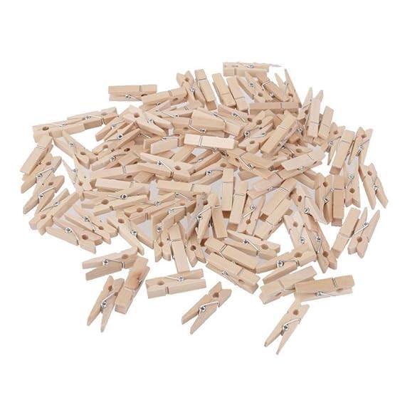MOOLYAVAAN Products Wooden Clips,Beige Mini Wooden Photo Pegs, Paper Clips Clothespins Craft Pegs for Hanging Photos Craft DIY Decoration - 1 inch (Pack of (20)-image-30