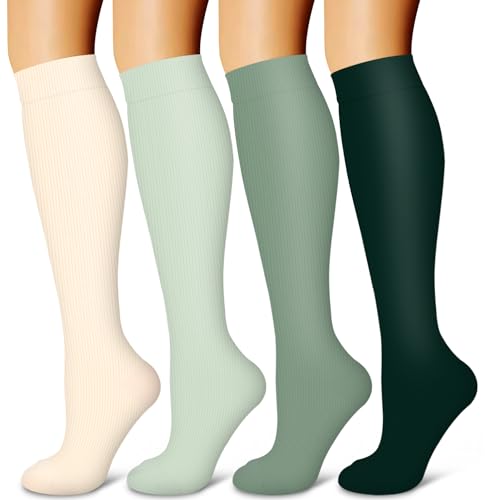 Image of Laite Hebe 4 Pairs-Compression Socks for Women&Men Circulation-Best Support for Nurses,Running,Athletic