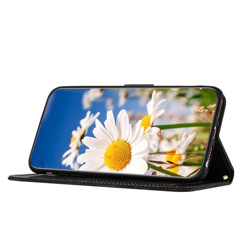 Étui iPhone 13 Pro portefeuille en cuir rose avec coque magnétique flip back motif fleur - 5