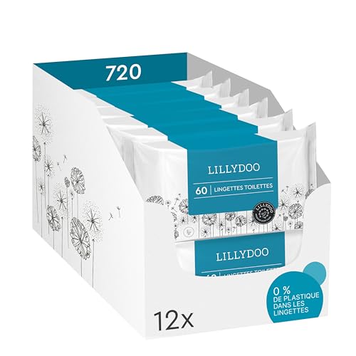 Lingettes toilettes LILLYDOO jetables WC en pack de 720 pièces sans plastique