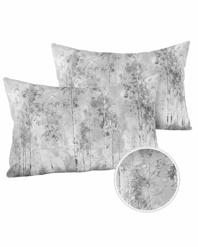 Forests Tree Outdoor Pillow Covers Waterproof,All Weather Cushion Case Set of 2 Lumbar Pillowcase for Sofa Couch Bed Decor Patio Furniture 20