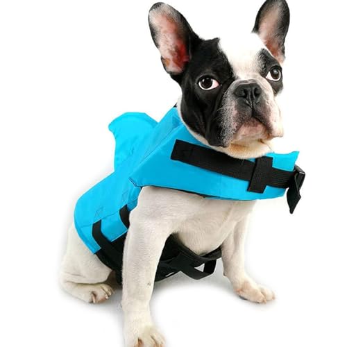 RUYICZB Dog Life Jacket, Shark Fin Ripstop Dog Life Vest, Pet Flotation Life Vest for Small Middle Large Dogs, Dog Lifesaver Preserver Swimsuit for Water Safety in Pool Beach Boating,Blue,S