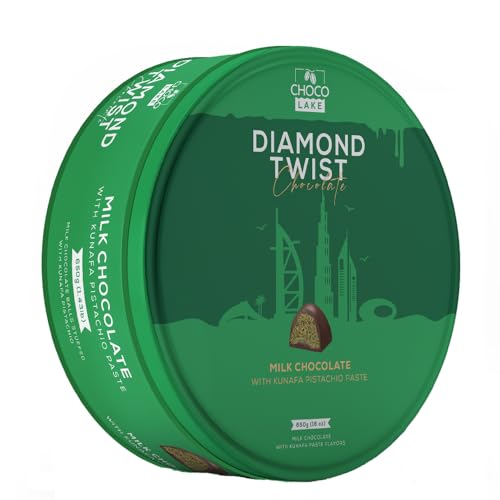 Choco Lake Diamond Twist Kunafa Pistachio Milk Chocolate Tub, 650 g