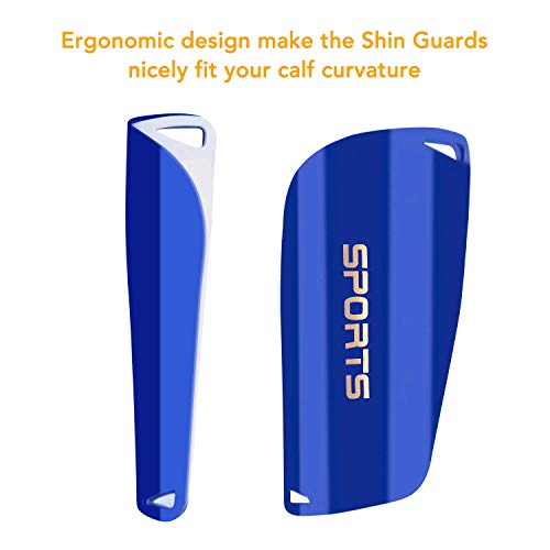 Geekism Soccer Shin Guards For Youth Kids Toddler, Protective Soccer Shin Pads & Calf Sleeves Equipment - Football Gear For 3 5 4-6 7-9 10-12 Years Old Children Teens Boys Girls (Blue, Large) #TOP2