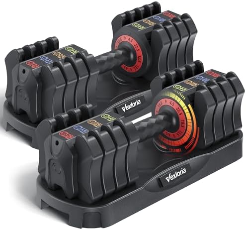 Adjustable Dumbbell Set, 22.5lb 5-in-1 Quick Adjust Dumbbell, Fre...