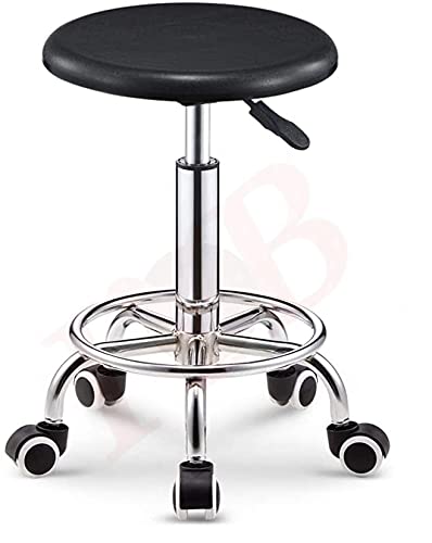 IYB - Adjustable Height with Caster Wheels -Doctor Stool/Office Stool/Cafeteria Stool/Bar Stool Finish Color -Black (Metal)
