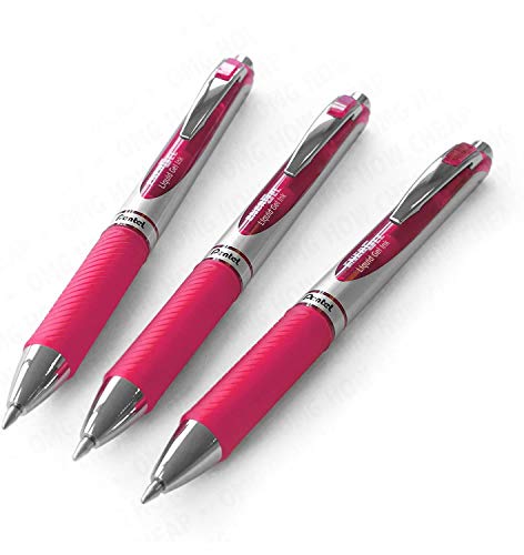 Bolígrafo Pentel EnerGel RTX 0.7mm Punta Metal, Tinta Rosada, Pack 3