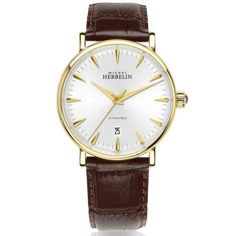 Michel Herbelin Herren-Armbanduhr 1647/P11MA – automatische Inspiration – braunes Leder, Riemen