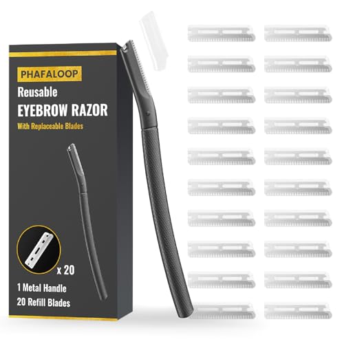 Phafaloop Maquinilla de afeitar para cejas, maquinilla de afeitar facial para mujeres y hombres, recortadora de cejas con cubierta de precisión, afeitadora facial con 20 cuchillas