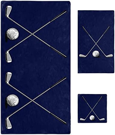 MISHKIN Ultra Soft Towel Set of 3 - Highly Absorbent Quick Drying - Washcloths Hand Towels Bath Towels - Art Minimalist Golf Theme Towel for Bathroom Sports Travel