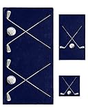 Daleng Ultra Soft Bath Towels Set of 3, Sports Theme Golf Ball Blue Highly Absorbent Microfiber Bath