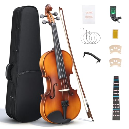 Ktaxon 4/4 Violin Solid Wood, Full Size Acoustic Fiddle Set for Beginners and Adults, Hand-made...