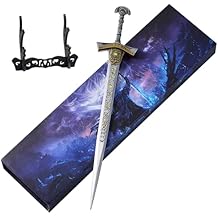 RACEROCKET Eldens Rings Miquellan Knights Sword موديل 11.8 بوصة سيف معدني مع حامل عرض سيوف فنون قتالية مجسمة لعبة مكتب ديكور هدية للحفلات