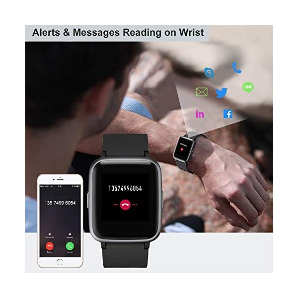 YAMAY Smart Watch for Android and iOS Phone IP68 Waterproof, Fitness Tracker Watch with Heart Rate Monitor Step Sleep Tracker, Smartwatch Compatible with iPhone Samsung, Watch for Men Women