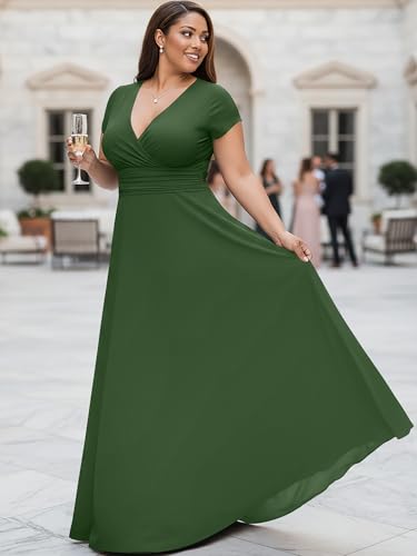Image of KOH KOH Womens 2026 Sexy Cap Short Sleeve V-Neck Flowy Cocktail Gown