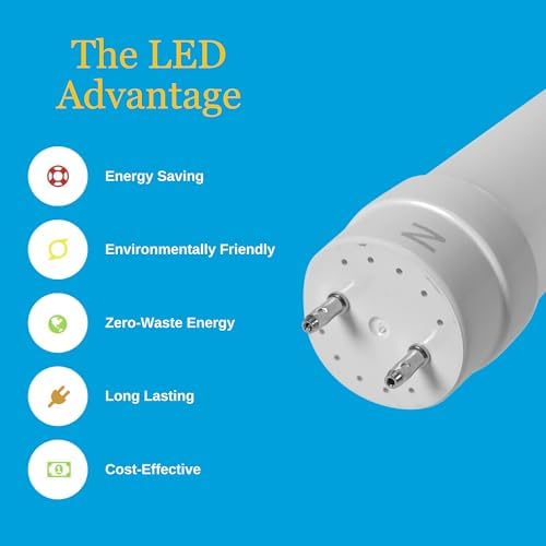 4Ft LED T8 Tubes - Energy Efficient, Double Ended Power - 5000K, 2200 Lumens, 15 Watts - Type B, Direct Wire, Ballast Bypass Installation - LED Replacement for Fluorescent Tubes - 25 Pack