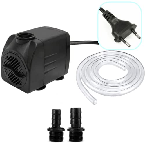 Pompe de fontaine, pompe à eau submersible 25W 1500 L/H hydroponique, pompe à eau de fontaine extérieure durable avec tube de 1,5 m, 50-60 Hz, 2 buses pour aquarium, étang, aquarium