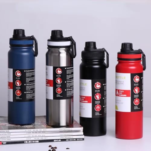 Garrafa de Água Térmica Inox Esportiva Academia Isolada a Vácuo Aço Inox 1000ml 1 Litro (Preto)