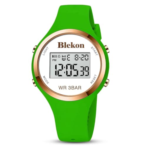 Blekon Original Outdoor Sport Watches Alarm Clock Waterproof Digital Watch, Green