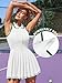 ATTRACO Golf Outfits for Women Polo Dresses Sleeveless Pleated Tennis Dress with Contrast Binding White L