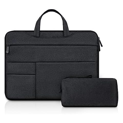 JOOEER 15.6 Inch Laptop Sleeve Case with Multiple Pocket for 15-16 Inch MacBook Pro 15.6 inch Laptop Computer, Waterproof Protective Hidden Handle Carrying Case with Accessory Bag, Black Cover