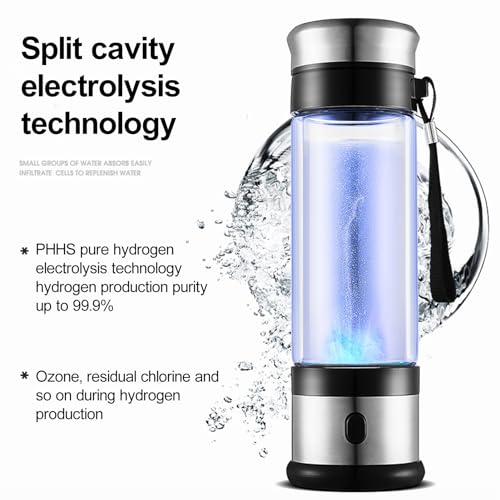 jyibinee 350ml Hydrogen Water Bottle, Portable Hydrogen Water Generator Bottle, Health Boosting Ionizer with Pem Technology Hydrogen-Rich Water Cup for Home, Outdoor Black