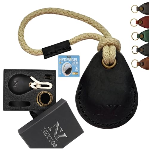 Image of NEYYOS Airtag Pendant Genuine Leather, Air Tag Tracker Holder, Portable Case & Key Fob, Protective Cover Key Finder, Holder Locator Keychain Case for Key Chain Purse