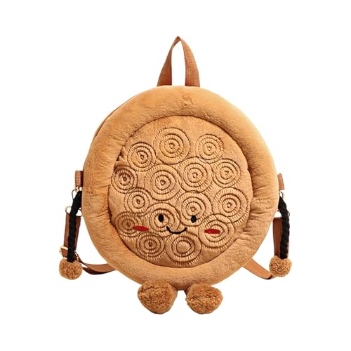 Sac à bandoulière en peluche pain avec sangle réglable et plusieurs poches pour téléphone