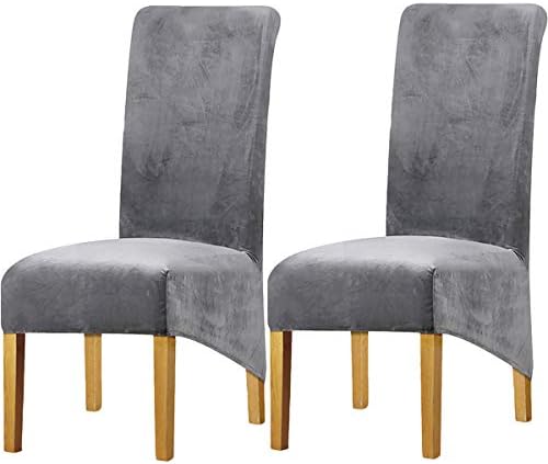 LANSHENG Stretchy Chair Covers for Dining Room Chairs,Stretch Spandex with Elastic Band Chaircover,Velvet Large Dining Chair Slipcovers for Restaurant Hotel Party Banquet (Mustard,6 Pack(M))