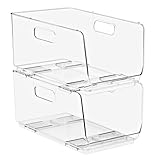 Sorbus Stackable Storage Bins Open Front - Clear Stackable Storage Bins - Pantry Bins for Storage and Organization - Acrylic Stackable Bins for Kitchen - Clear Pantry Organizer Bins (Medium 2 Pack)