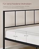 VASAGLE Einzelbettgestell, Bett, passend für 90 x 200 cm Matratze, Metallbett, Bettrahmen, mit Kopfteil, modern, mit Aufbewahrungsregalen, Gästebett, für Teenager, tintenschwarz RMB192BD01