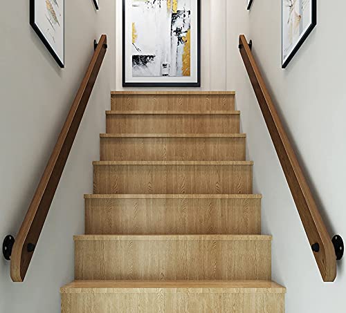 Rampe d'escalier extérieure bois 3M avec barre d'appui pour personne âgée