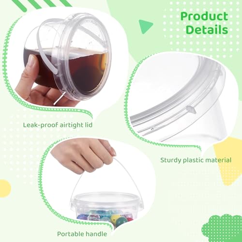 Image of 30 Pcs Containers for Slime - 17oz Empty Clear Bucket with Lids & Handles, Clear Slime Containers with Lids, Small Storage Cases for DIY Slime Making, Candy, Beads, Art Crafts, Part Material