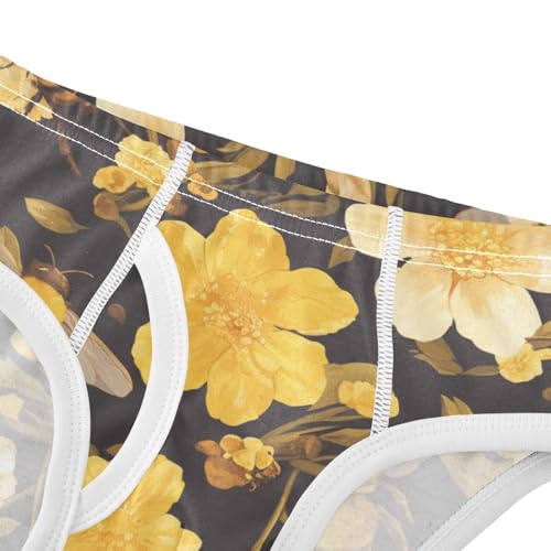 KLL Bees on Yellow Little Boys Soft Briefs Breathable Undies4