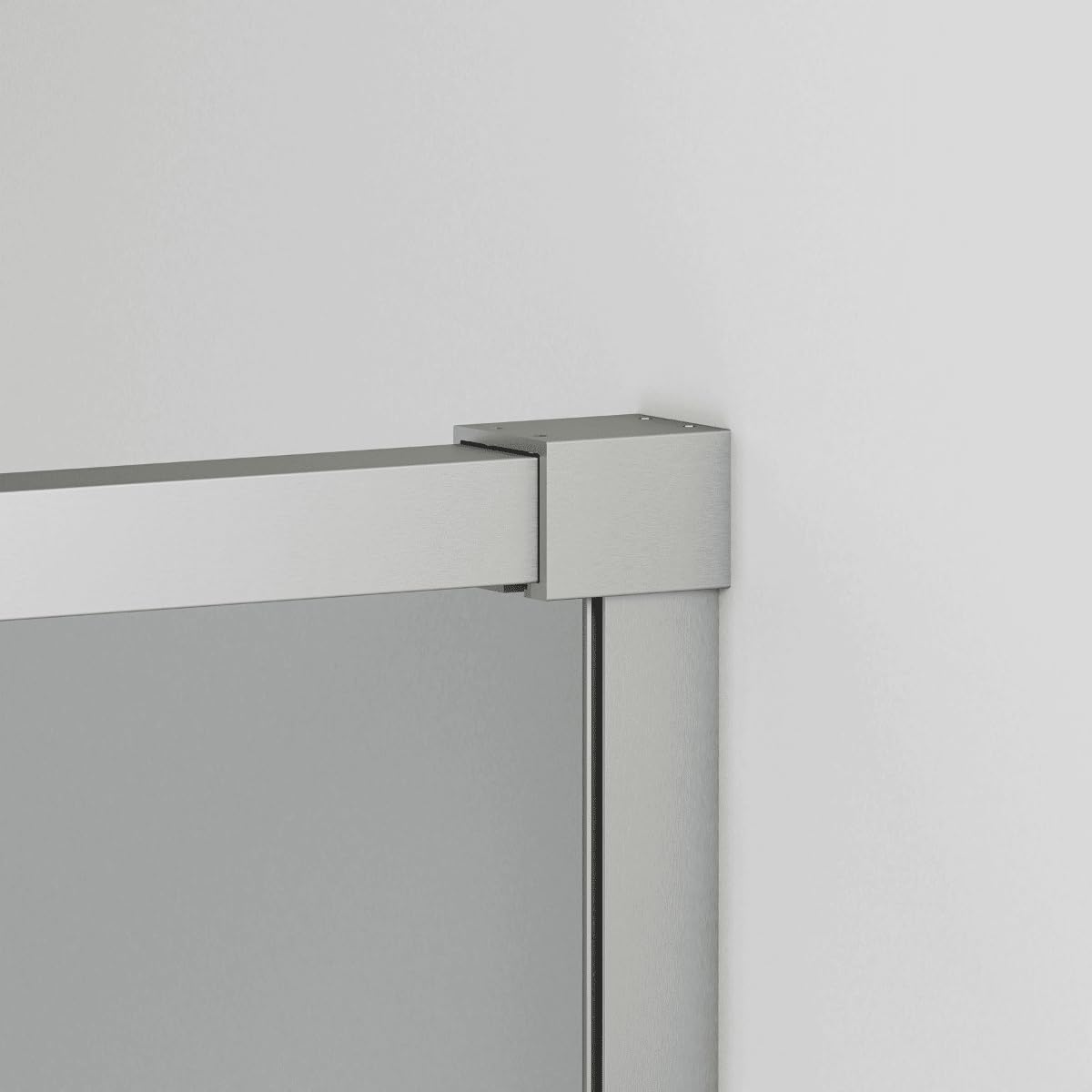 Mampara Ducha Frontal 1 puerta 1 fijo Corredera | Vidrio Templado 6mm Antical Transparente | Perfil Acero Cepillado 160 cm (Adaptable 155,1-160cm)