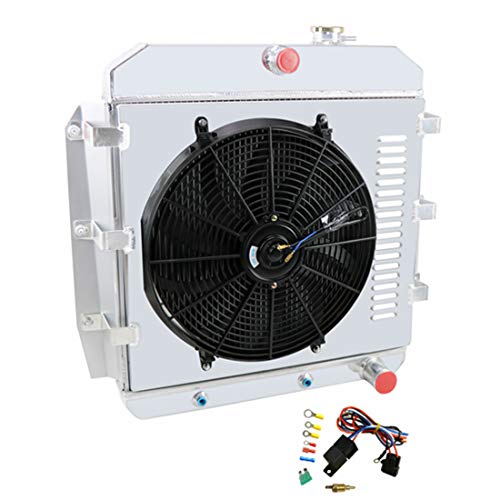 CoolingSky 3 Row All Aluminum Radiator +16 Inches Fan +Shroud&Relay Kit for 1955-1959 Chevrolet GMC Truck Pickup