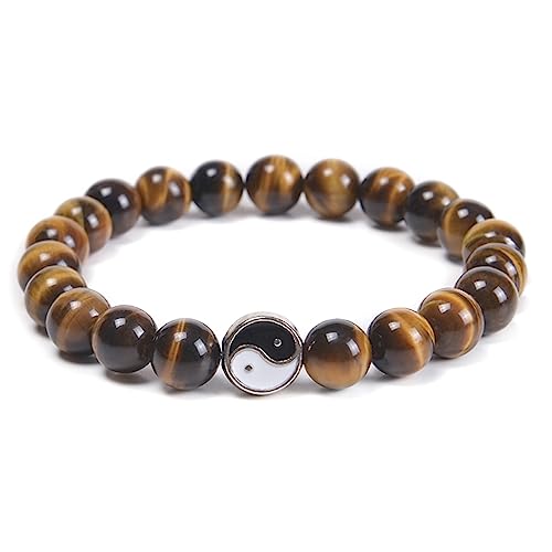 Bracelet perles Tai Chi en pierre naturelle véritable de 8 mm et finitions soignées