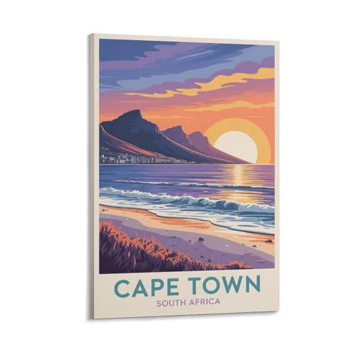 Poster vintage Cape Town 60x90 grand paysage art mural maison