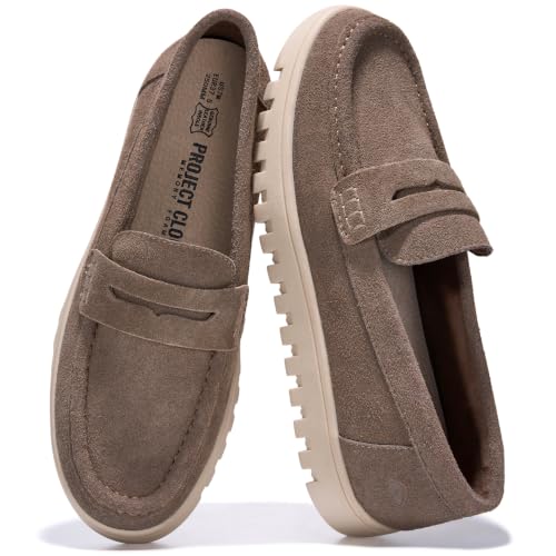 Image of Project Cloud 100% Genuine Leather Loafers for Women - Memory Foam Insoles Slip On Shoes for Women - Lightweight Womens Shoes - Non Slip Womens Loafers (Filide1)